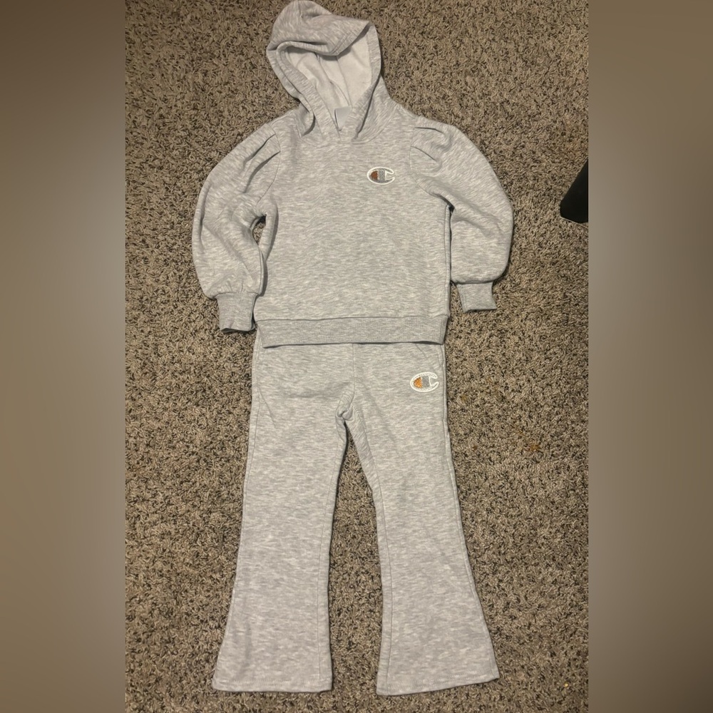 Champion Kids Light Gray Sweatpants and Hoodie Set